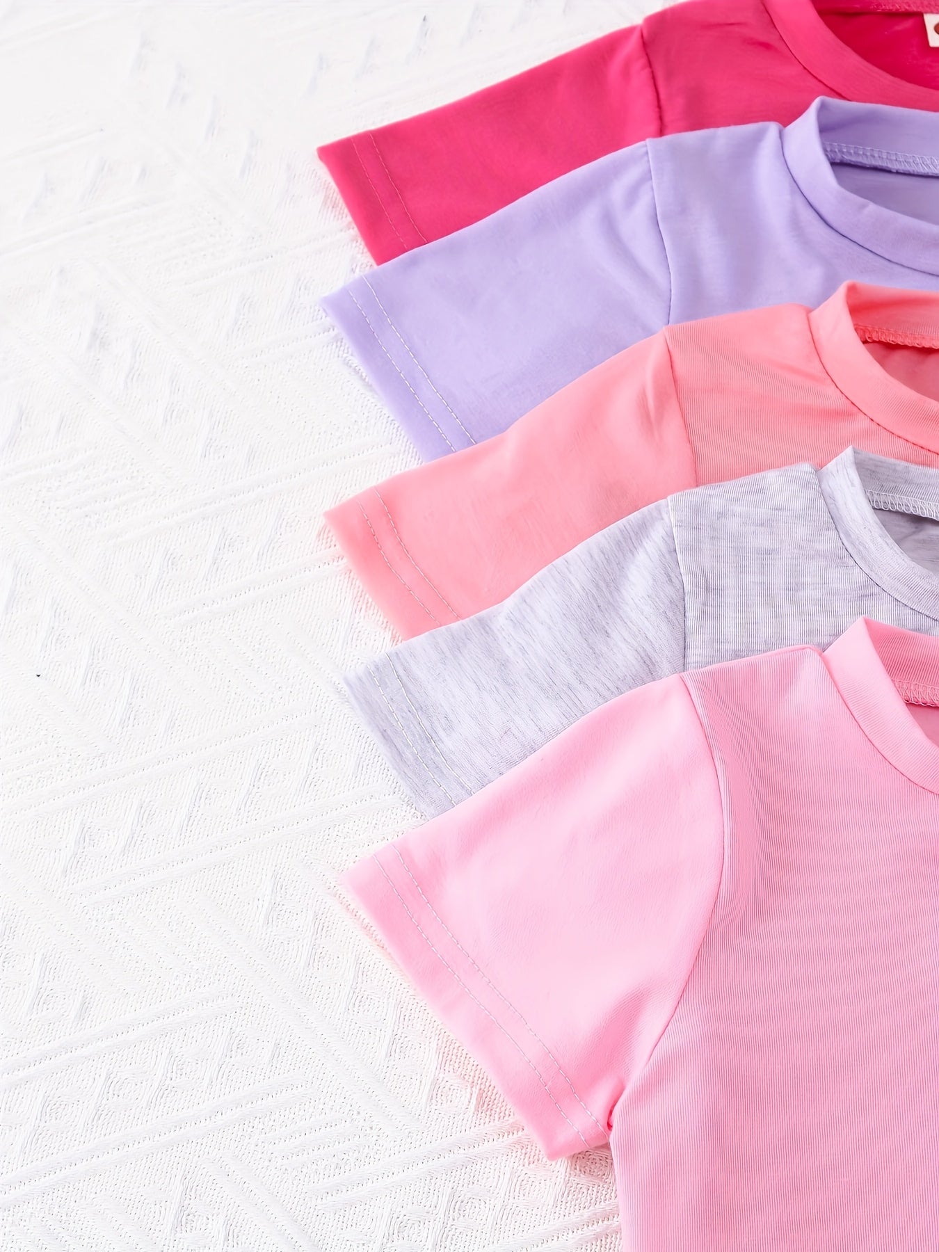10-Piece Baby Solid Color Knit Short Sleeve Tops and Shorts Set