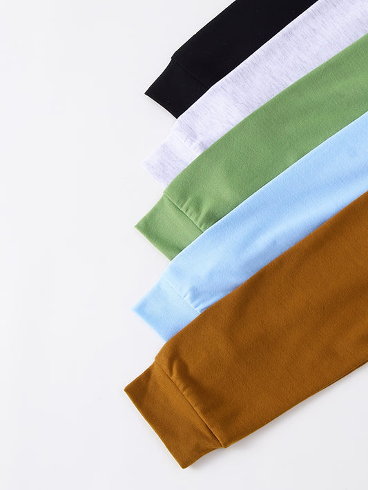 10-Pack Boys' Casual Solid Color Lightweight Soft Knit Long Sleeve T-Shirt and Pants Set