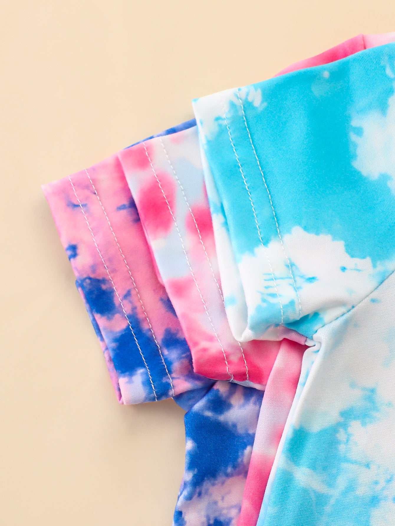 6PCS Baby Girl Short-Sleeve Sets: Whimsical Face Prints & Playful Tie-Dye