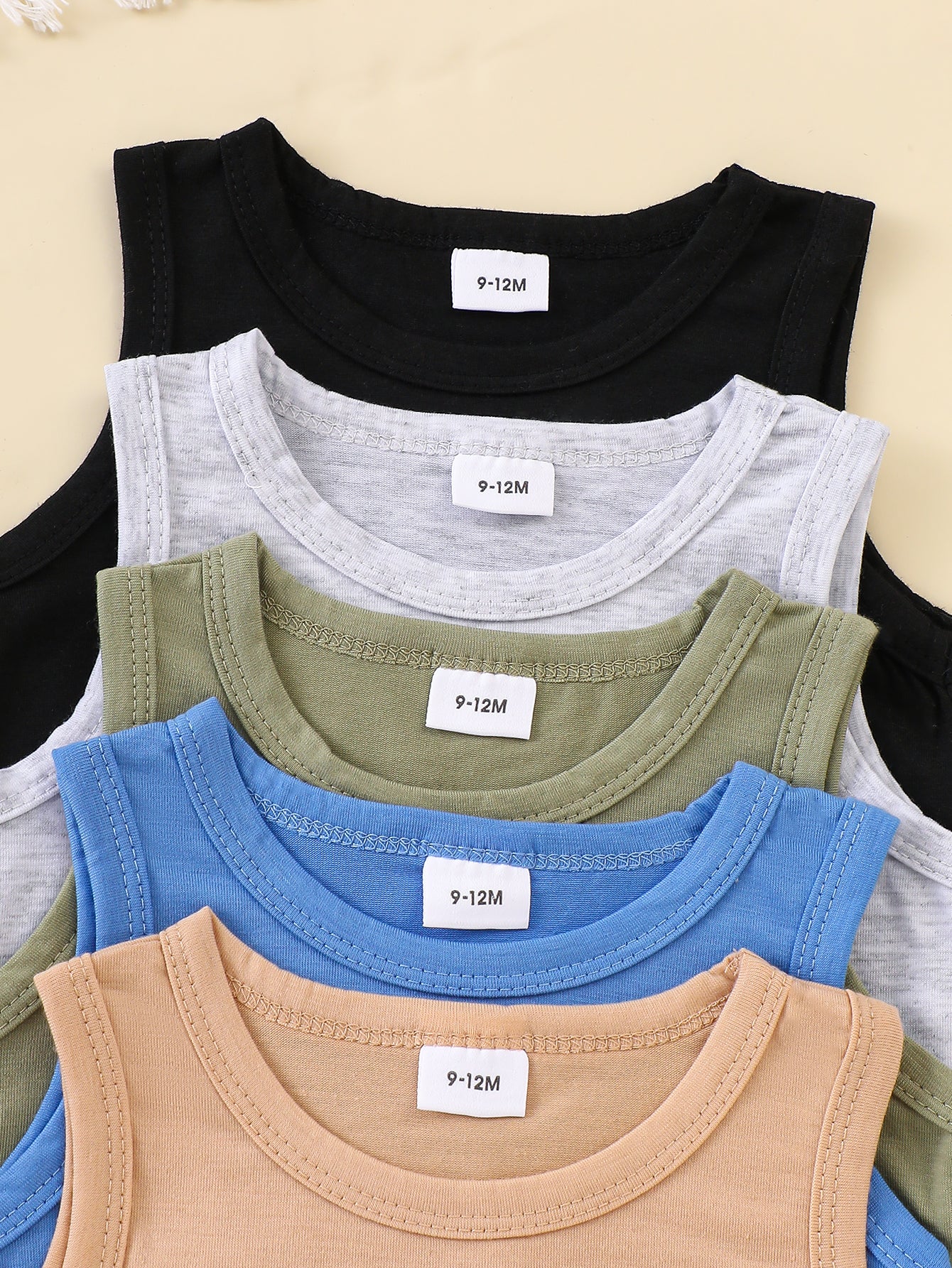 10-Pack Baby Solid Color Tank Top and Shorts Set – Soft and Comfortable Knit Fabric