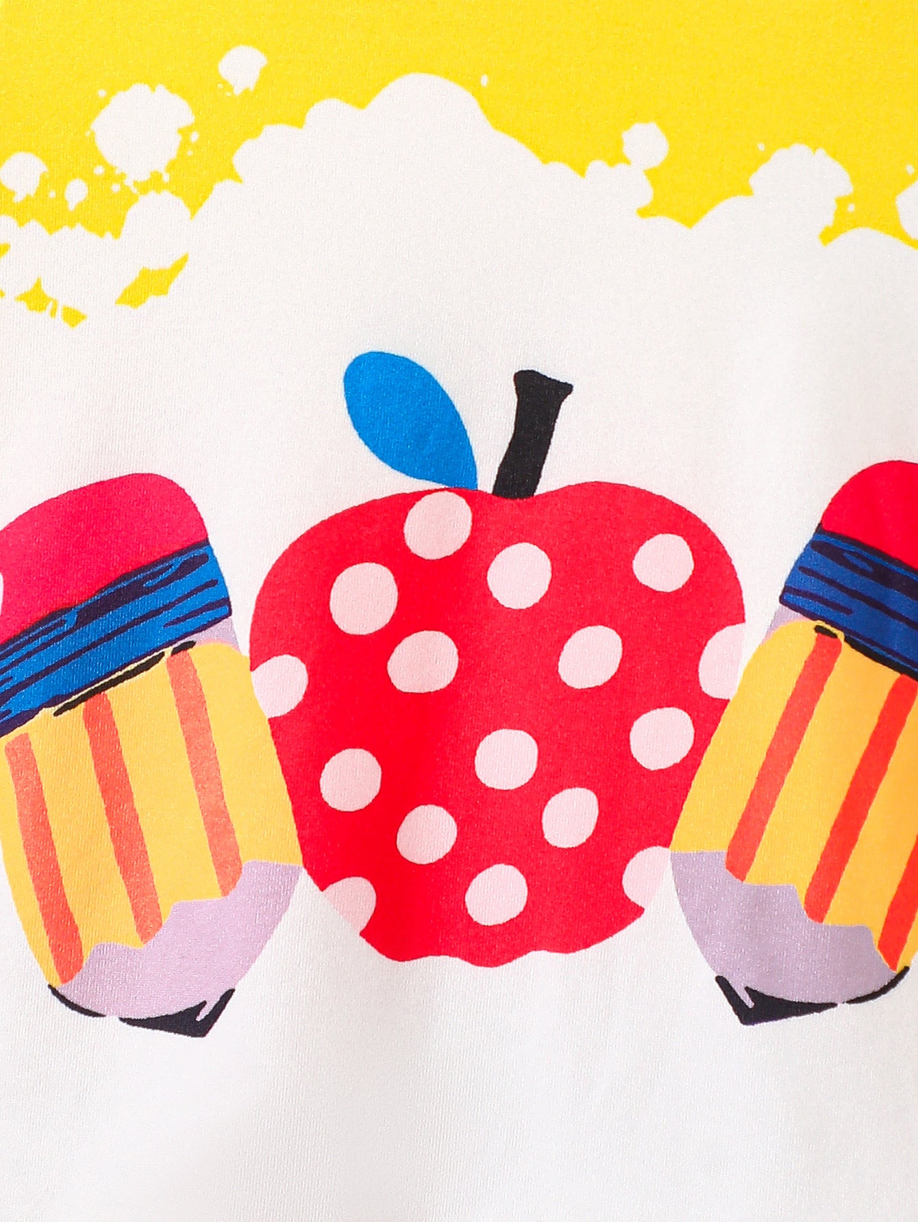 6PCS Baby Girl Clothes Set Short Sleeve Apple Crayon Print Outfits for School Play