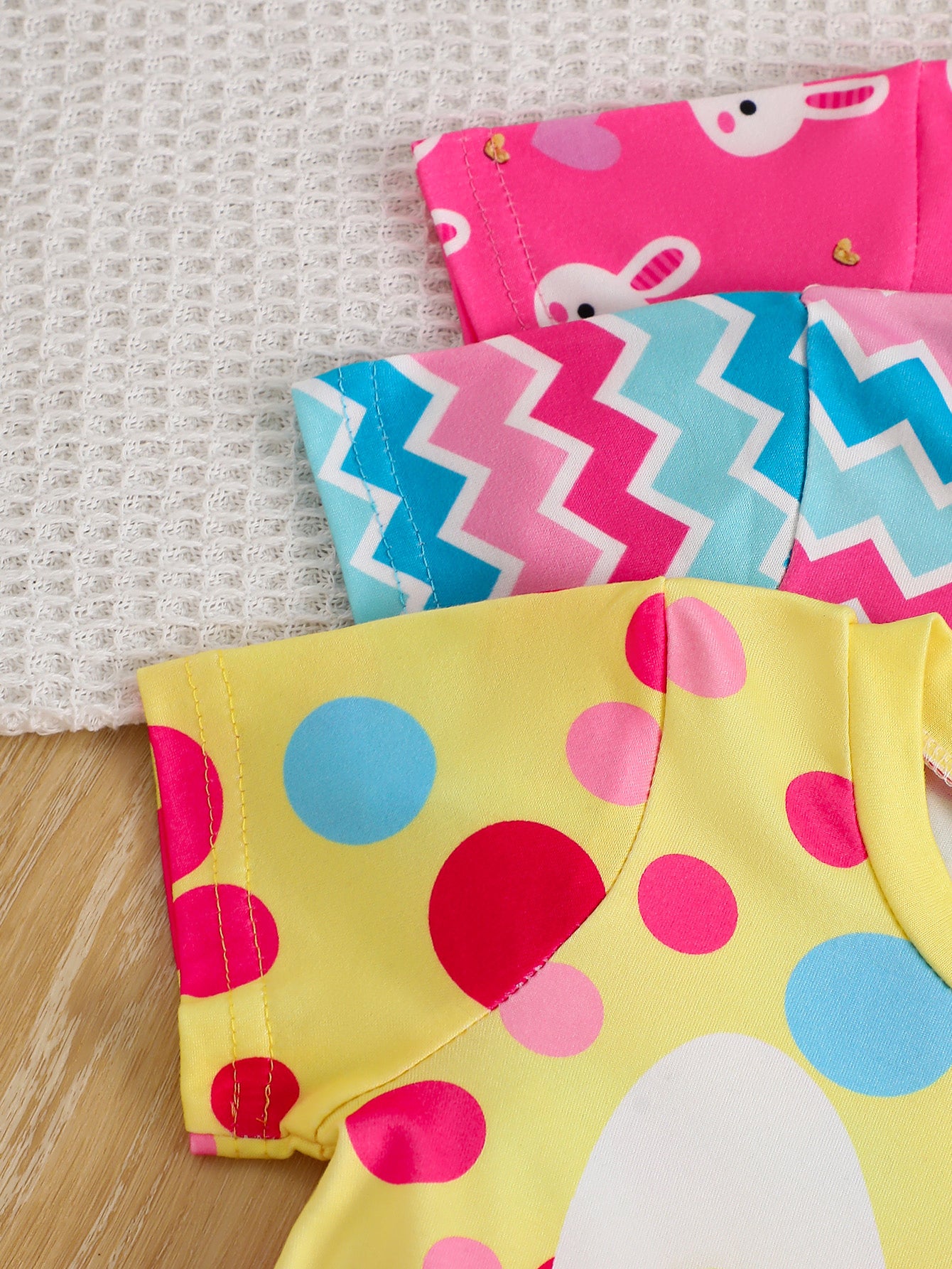 3-Pack Baby Girl Outfit Set – Polka Dot and Bunny Print Dresses with Crossbody Bag – Perfect for Everyday Outings and a Wonderful Gift for Your Granddaughter
