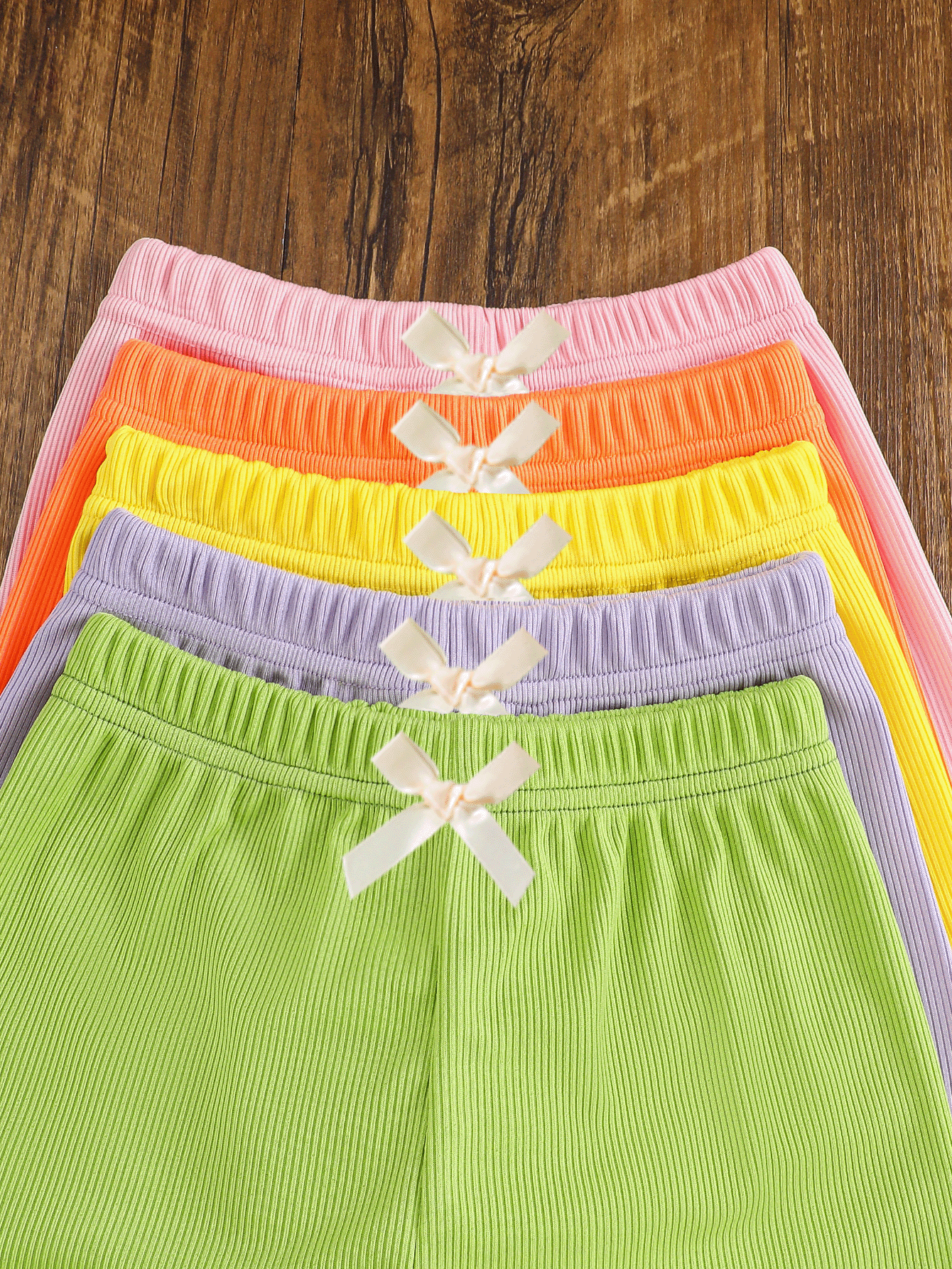 10-Pack Baby Girl Outfit Set – Ribbed Short-Sleeve Tops and Shorts in Yellow, Pink, Purple, Green, and Orange – Perfect for Everyday Outdoor Wear and a Wonderful Gift for Your Daughter or Granddaughter