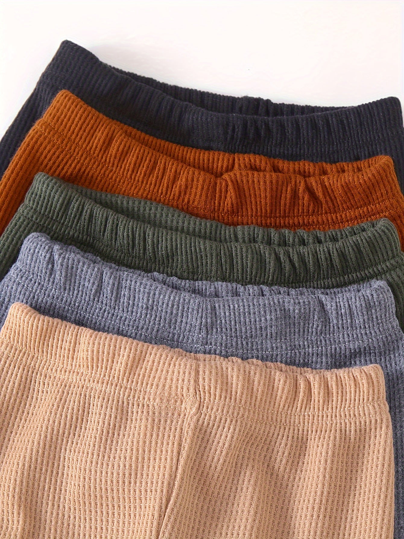 10-Piece Boys’ Solid Color Casual Waffle Knit Hoodie and Pants Set, Soft and Comfortable