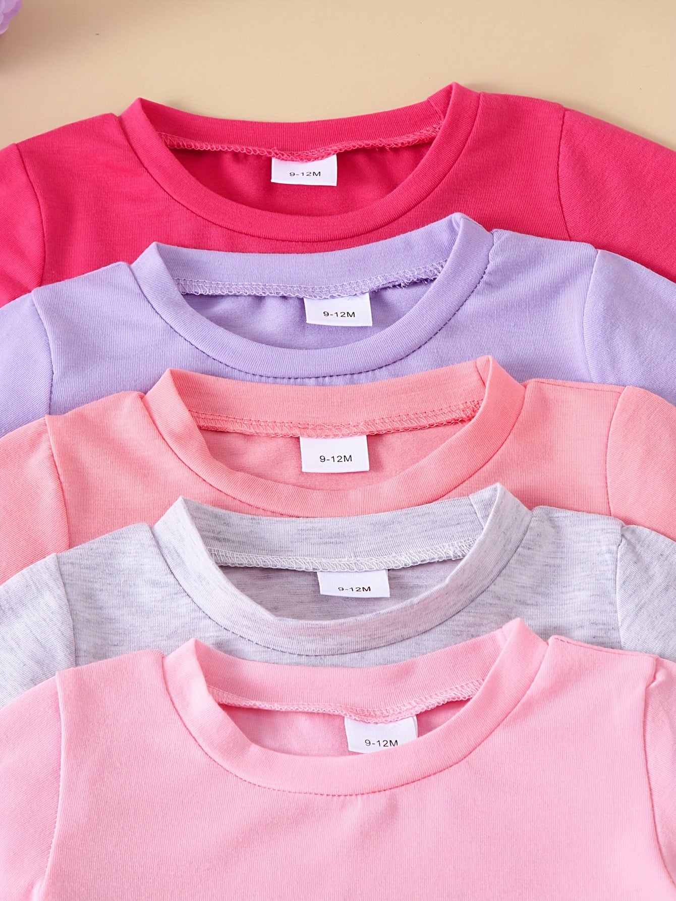 10-Piece Girls' Solid Color Long Sleeve T-Shirt and Flare Pants Set in Soft Comfortable Knit Fabric
