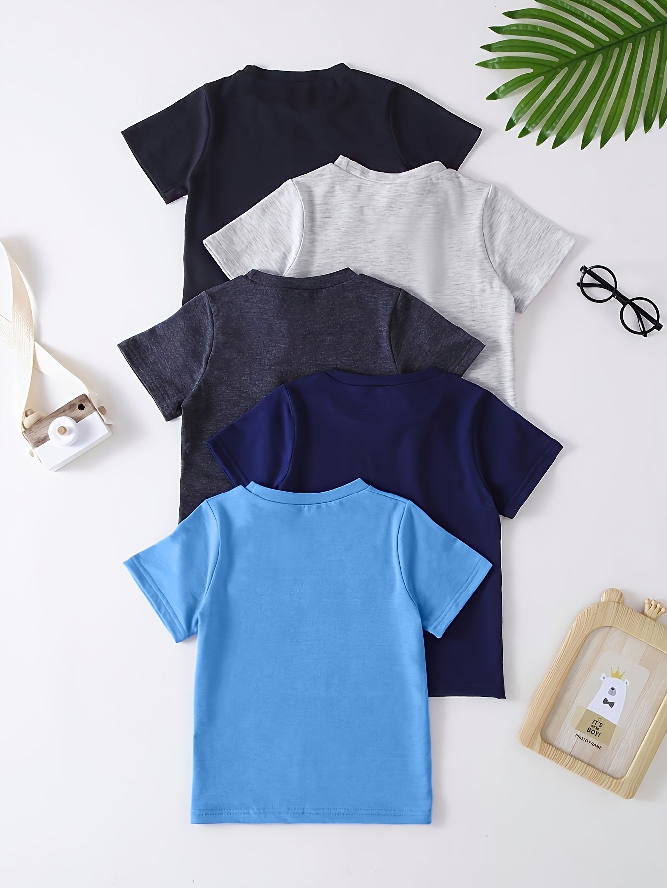 5-Pack Baby Boys' Casual Solid Color Short-Sleeve Undershirts Made of Soft and Comfortable Knit Fabric