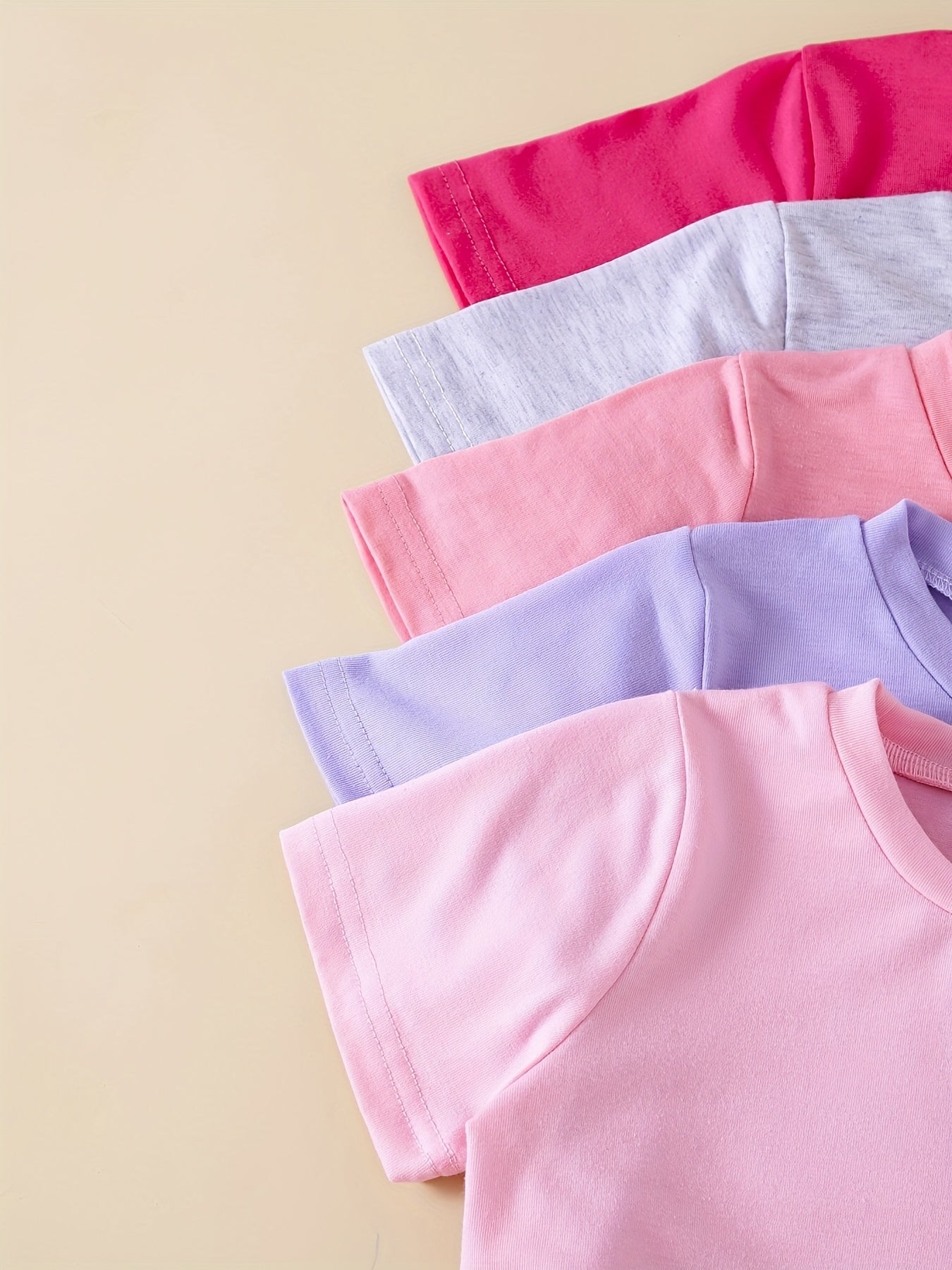 5-Pack Baby Girls' Solid Color Short Sleeve T-Shirts