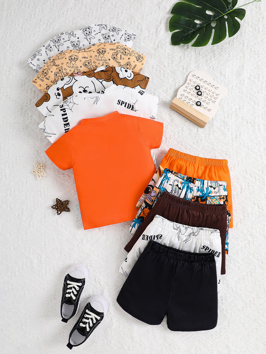 10 piece baby clothing short sleeved shorts set
