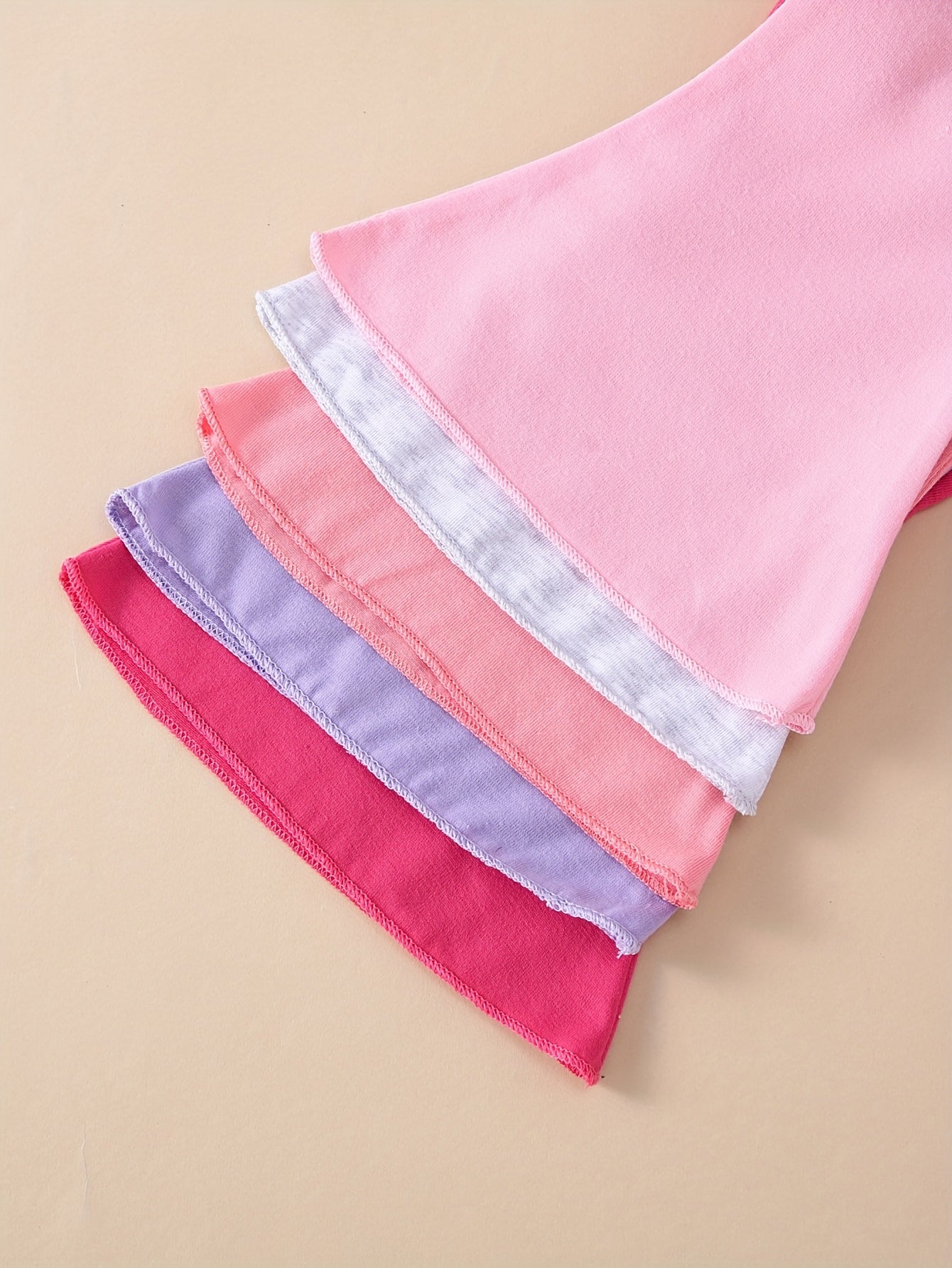 10-Piece Baby Solid Color Basic Short Sleeve Top and Flared Pants Set in Soft and Comfortable Knit Fabric