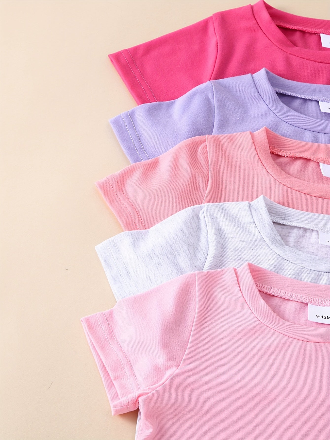 10-Piece Baby Solid Color Basic Short Sleeve Top and Flared Pants Set in Soft and Comfortable Knit Fabric