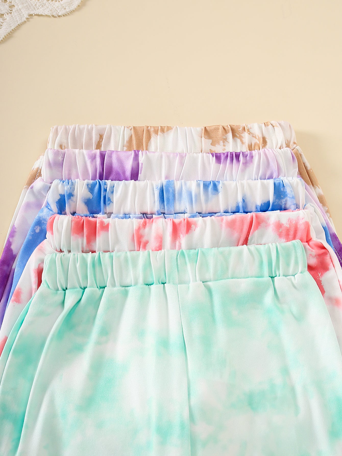 10-Pack Girls' Solid Color Casual Tie-Dye Tank Top and Shorts Set – Lightweight, Soft, and Comfortable Knit Fabric