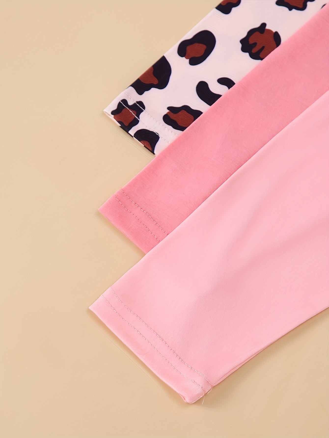 6-Pack Girls' Casual Style Long Sleeve T-Shirt and Pants Set – Cute Cat, Leopard Print, and Solid Colors in Soft, Comfortable Knit Fabric