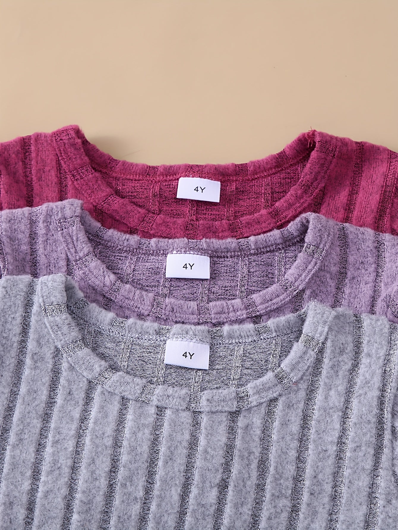 6-Piece Fall and Winter Girls' Outfit Set – Sweet Ruffle Ribbed Knit Long-Sleeve Top and Flared Pants, Warm and Solid Color Design.