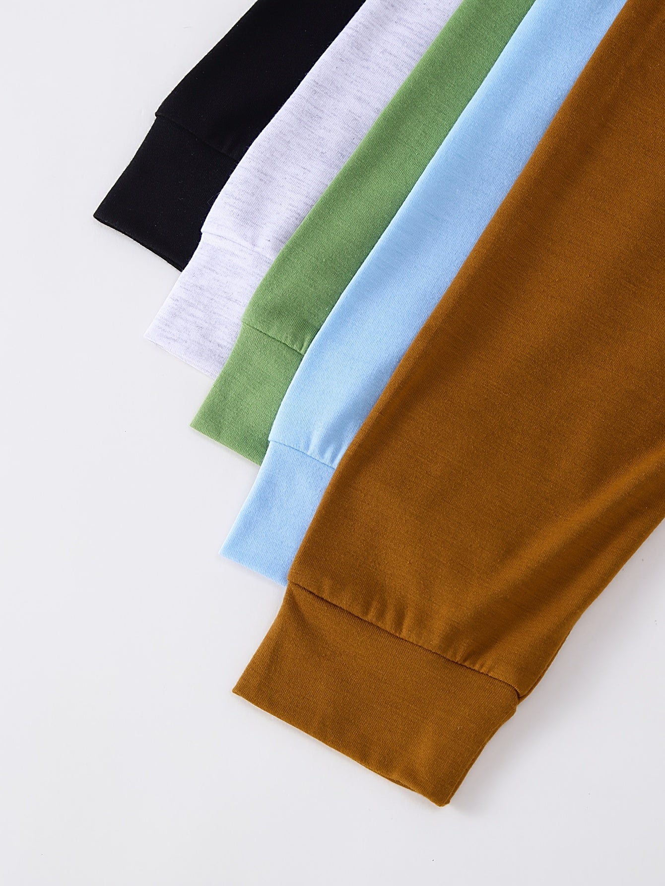 10-Pack Boys' Casual Solid Color Lightweight Soft Knit Long Sleeve T-Shirt and Pants Set