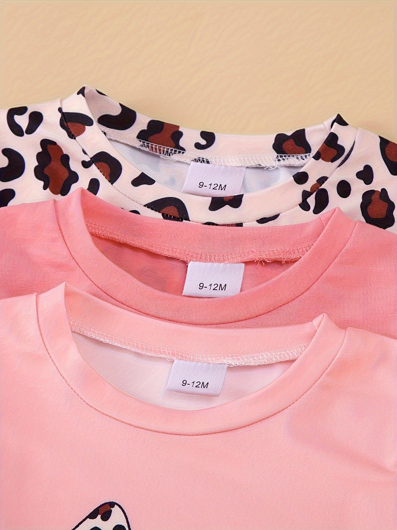 6-Pack Girls' Casual Style Long Sleeve T-Shirt and Pants Set – Cute Cat, Leopard Print, and Solid Colors in Soft, Comfortable Knit Fabric
