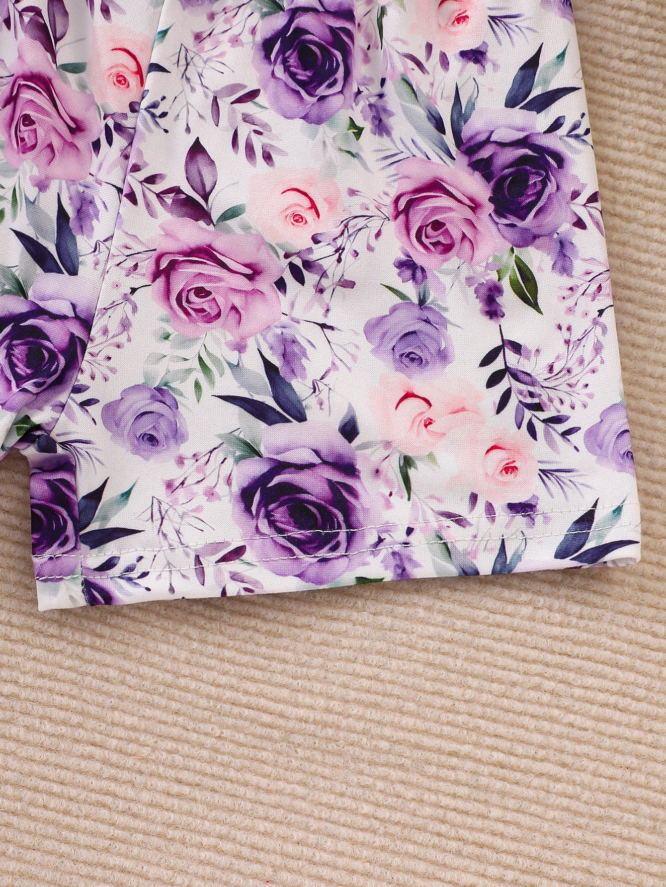 10-Pack Baby Girl Casual Outfits – Purple, Pink, Red Rose and Yellow Sunflower Print Flutter Sleeve Bow Tops and Shorts in Soft Ribbed Knit Fabric