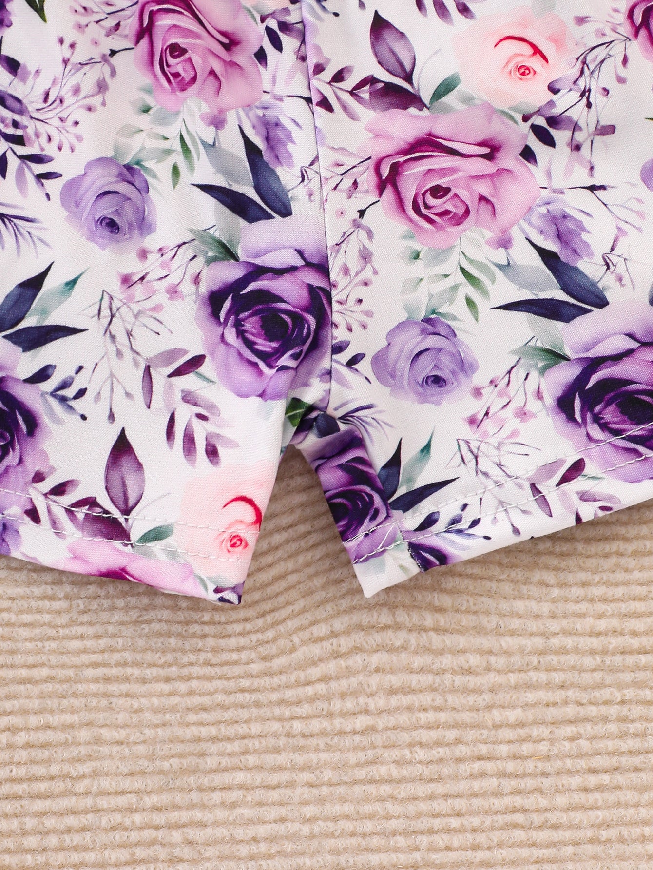 10-Pack Baby Girl Casual Outfits – Purple, Pink, Red Rose and Yellow Sunflower Print Flutter Sleeve Bow Tops and Shorts in Soft Ribbed Knit Fabric