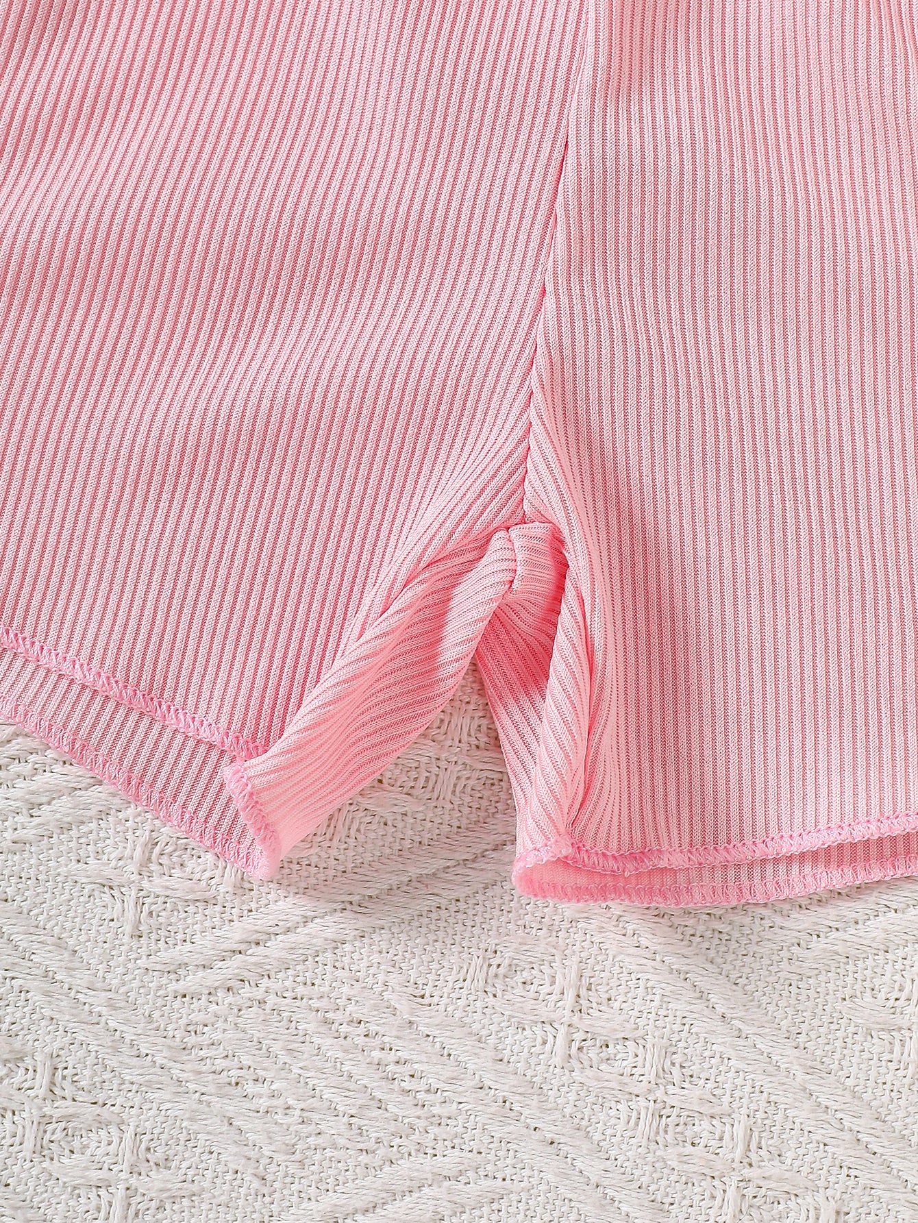 10-Piece Baby Girl Ice Silk Ribbed Solid Color Soft and Comfortable Tank Top and Shorts Set