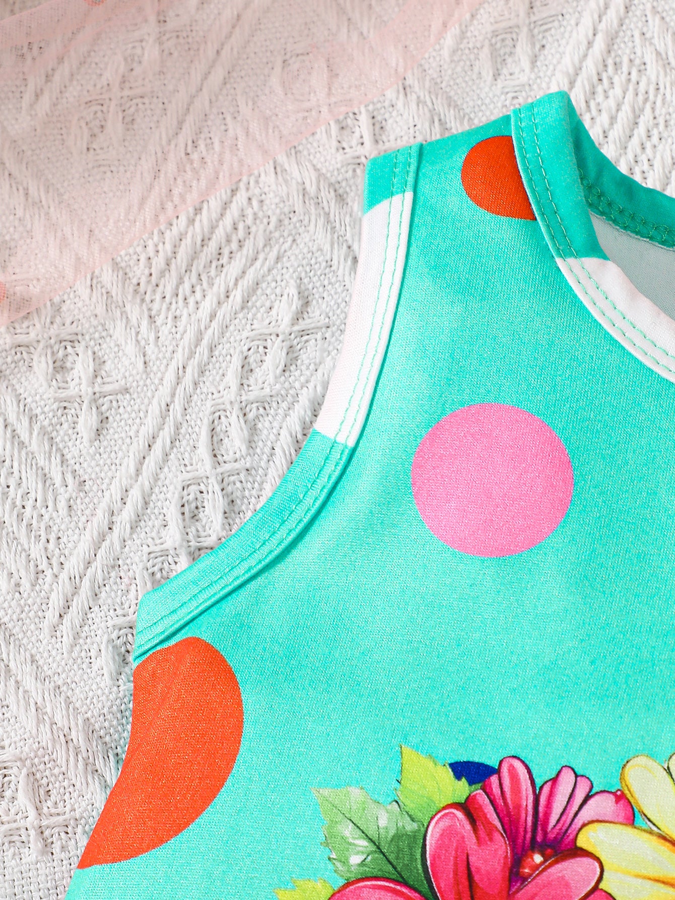 3-Piece Set Girl's Sleeveless Casual Dresses – Pink Cat & Paw Print, Green Polka Dot Elephant & Flower, Red Polka Dot Ladybug – Perfect for Holidays and Outdoor Play.
