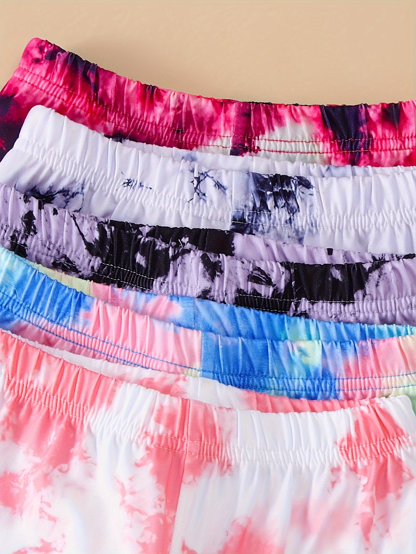 10-Pack Girls' Solid Color Casual Tie-Dye Long Sleeve T-Shirt and Pants Set in Lightweight Soft Knit Fabric