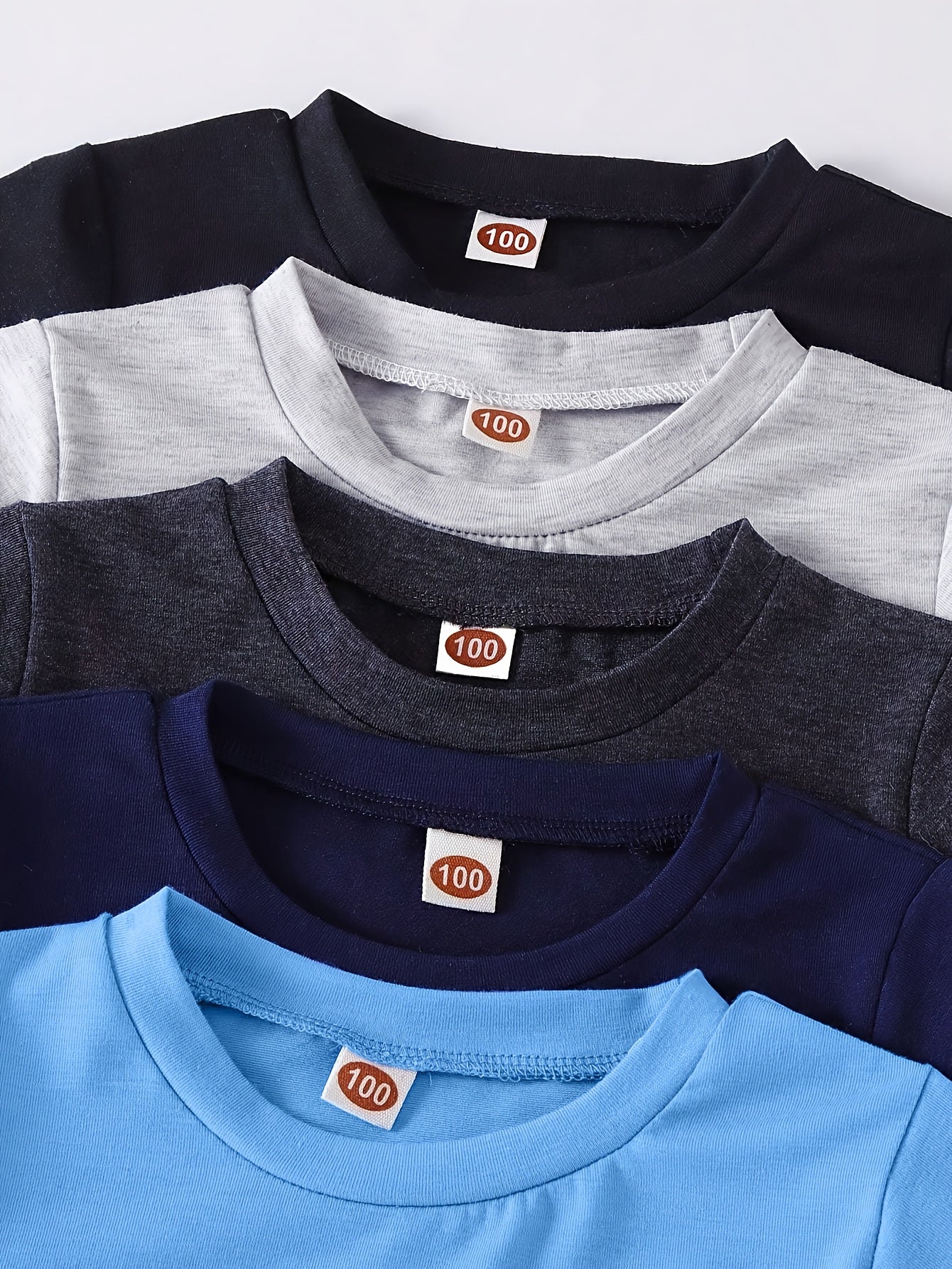 5-Pack Baby Boys' Casual Solid Color Short-Sleeve Undershirts Made of Soft and Comfortable Knit Fabric