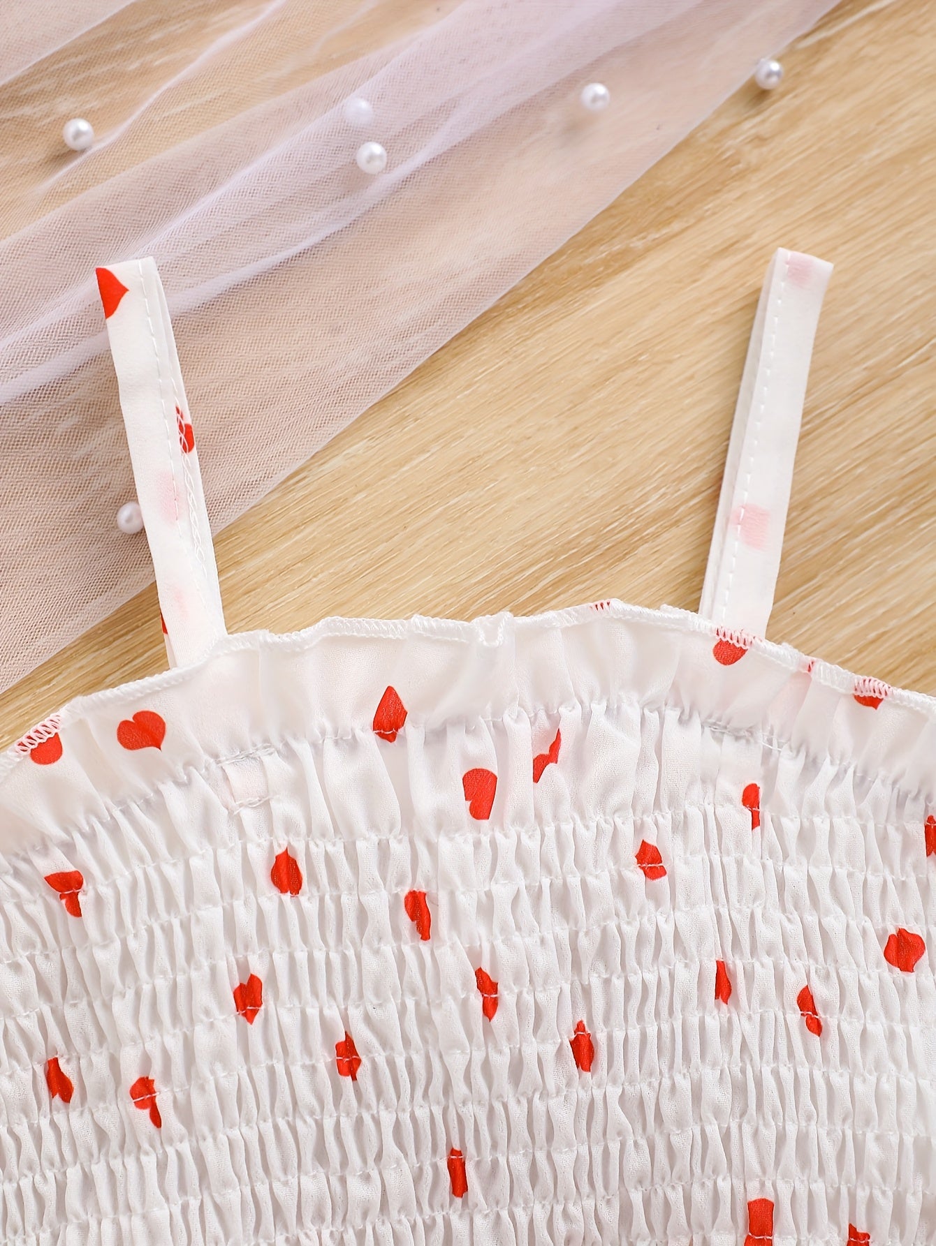 4-Piece Baby Girl Casual Heart Print Woven Sundress and Hat Set – Perfect for Holidays, Birthday Parties, and Outdoor Picnics.