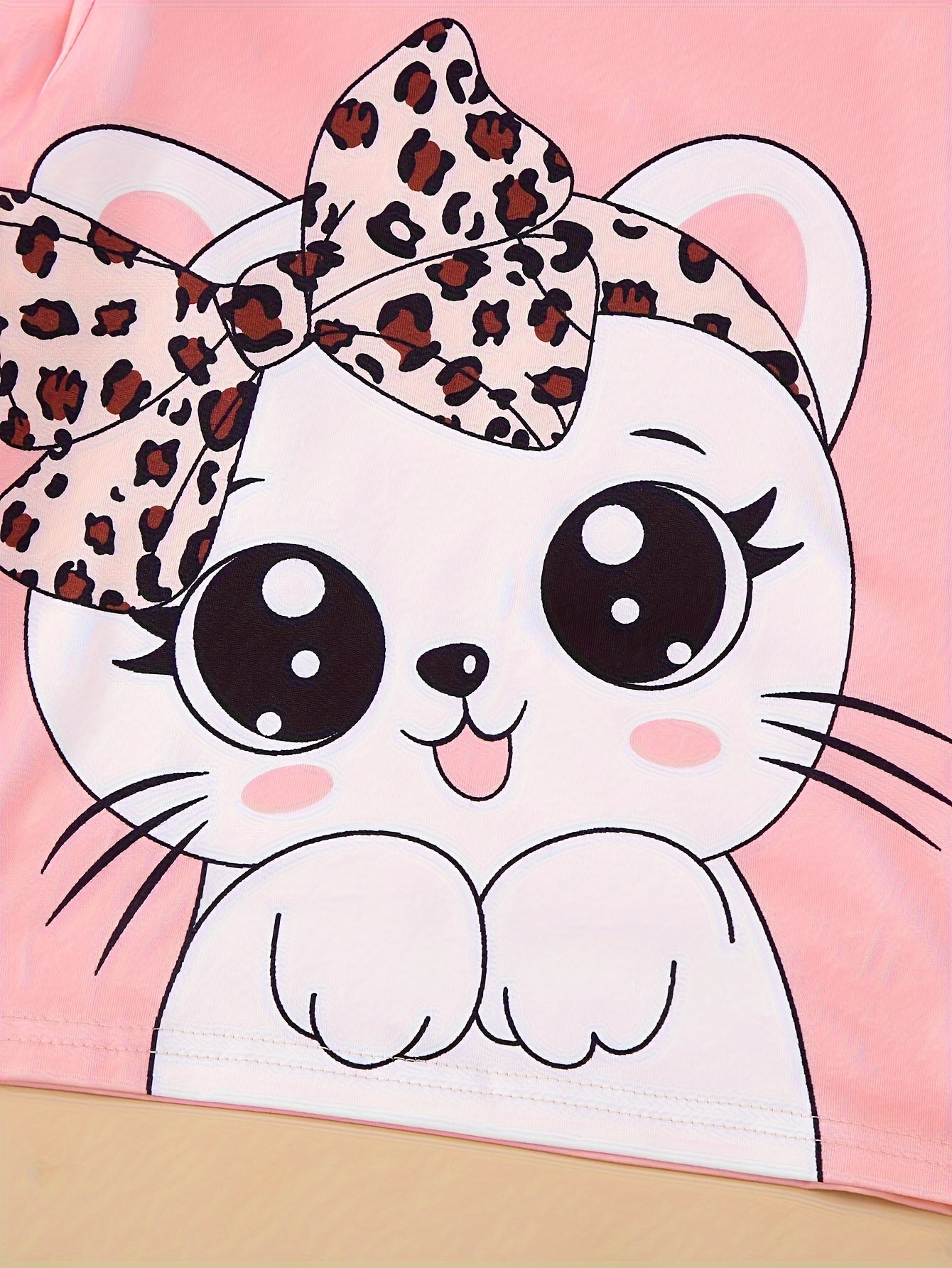 6-Pack Girls' Casual Style Long Sleeve T-Shirt and Pants Set – Cute Cat, Leopard Print, and Solid Colors in Soft, Comfortable Knit Fabric