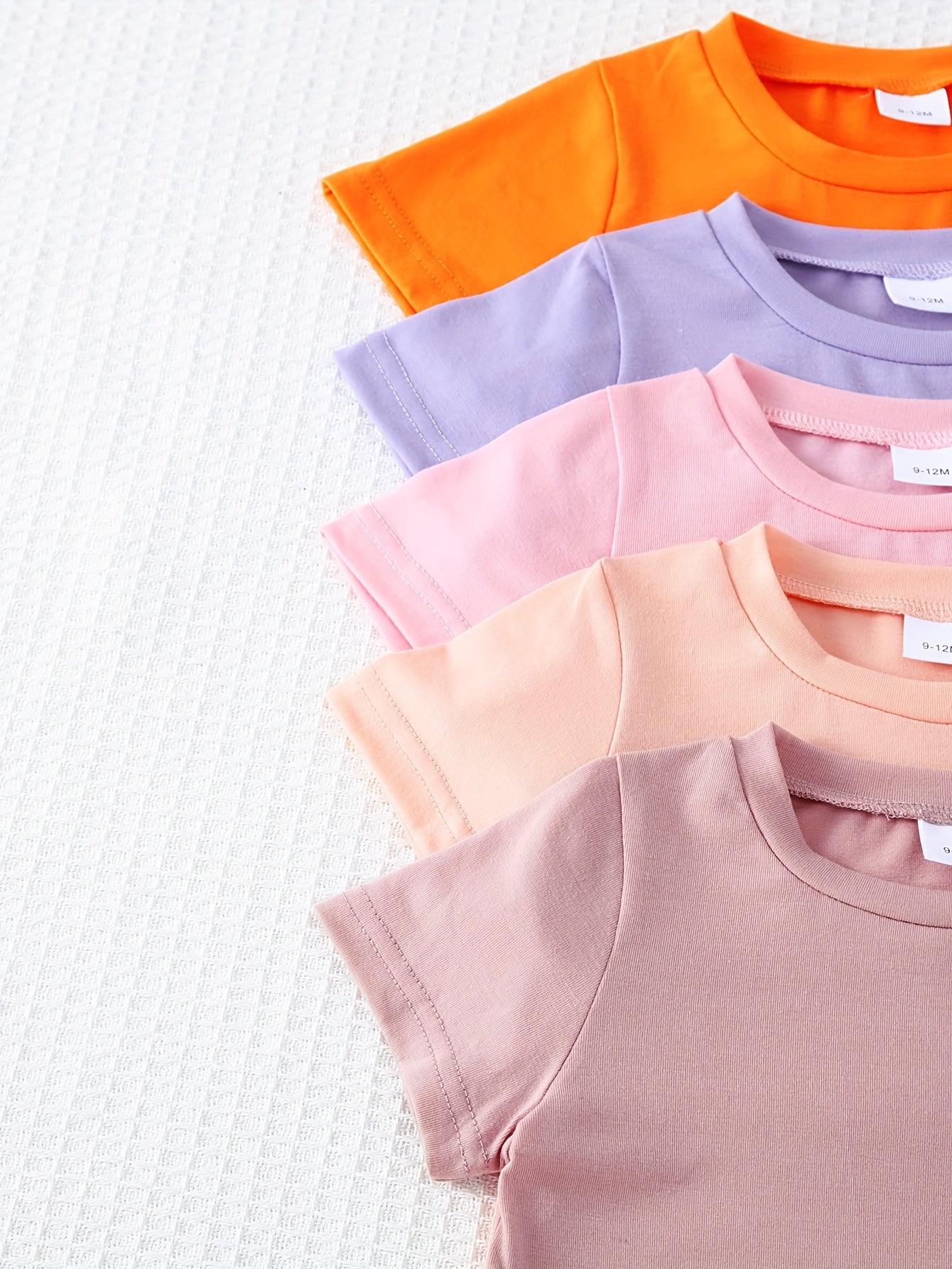 5-Pack Girls' Solid Color Short Sleeve T-Shirts