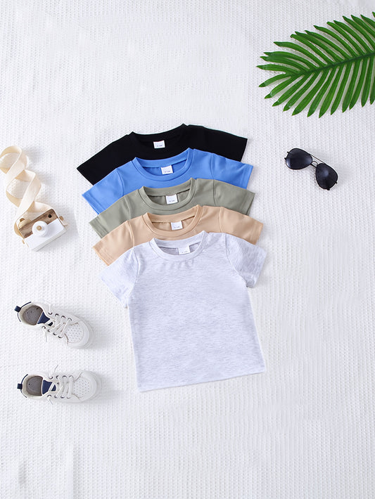 5-Pack Solid Color Short-Sleeve T-Shirts for Baby Boys