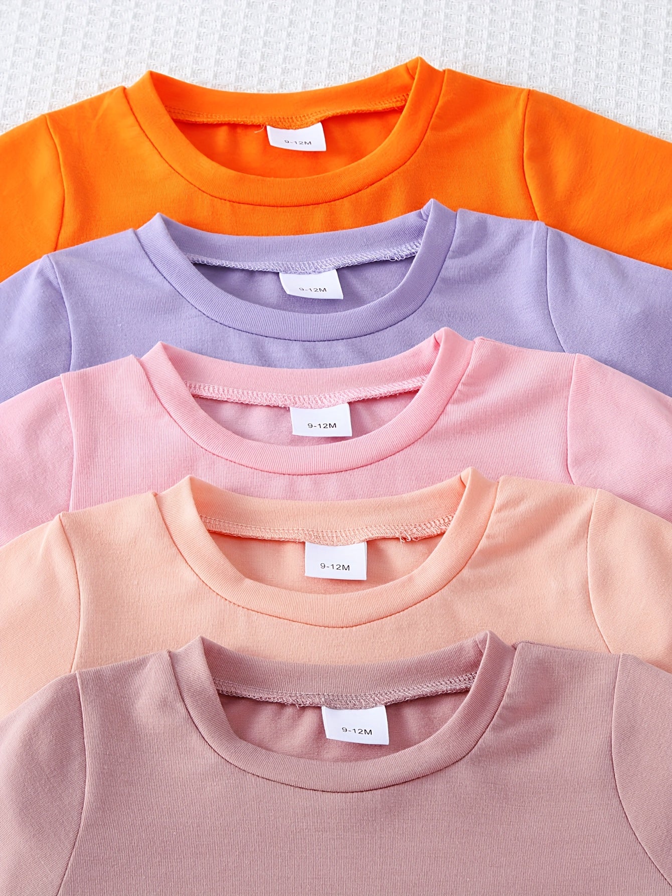 5-Pack Girls' Solid Color Short Sleeve T-Shirts